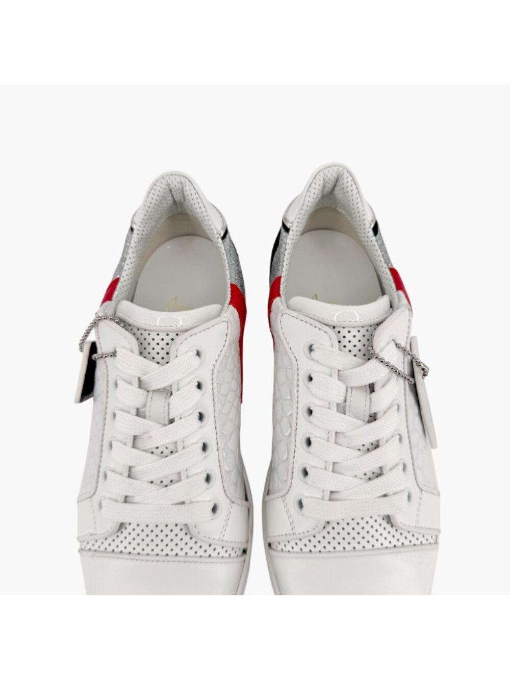 Christian Louboutin Vieira Limited Sneakers White Red Leather Size 37 US 7 Women - Picture 6 of 15